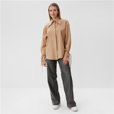 Рубашка женская с завязками MINAKU: Casual Collection, размер 50, бежевая