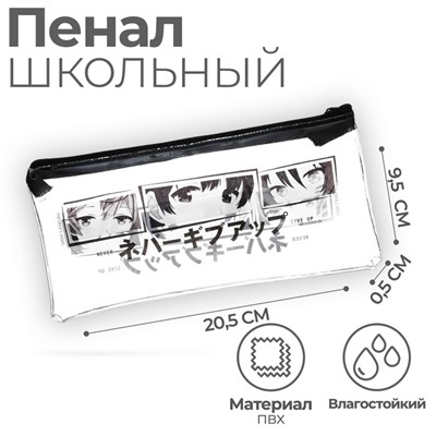 Пенал школьный, плоский, ПВХ, 9.5×20.5 см «Аниме»