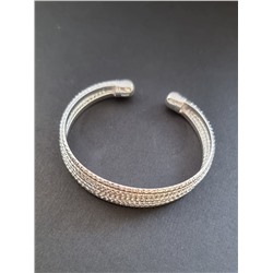Браслет женский на руку жесткий металический, покрытие посеребрение, № 019021, арт.001.332