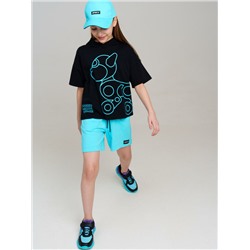 Комплект трикотажный для девочек: фуфайка (футболка), шорты