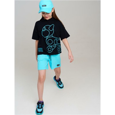 Комплект трикотажный для девочек: фуфайка (футболка), шорты