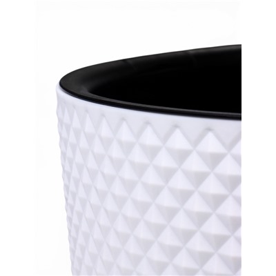 Кашпо для цветов «Фасет», 29 л, d=36 см, h=33 см, пластиковое, с автополивом, со вставкой, белое