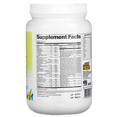 Natural Factors, VegiDay, Vegan Organic All In One Nutritional Shake, French Vanilla, 15.2 oz (430 g)