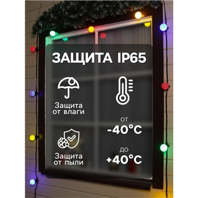 Гирлянда «Белт-лайт» 50 м, IP65, 2W, тёмная каучуковая нить, шаг 20 см, Е27 (без ламп), 220 В
