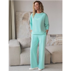 Свободный свитшот с принтом и разрезами из эластичного футера двухнитки без начеса