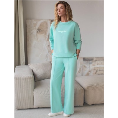 Свободный свитшот с принтом и разрезами из эластичного футера двухнитки без начеса