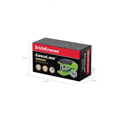 Степлер 10 на 15 листов мини 46150 ErgoLine® Неон ярко-зеленый ErichKrause