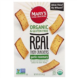 Mary's Gone Crackers, крекеры Real Thin Crackers, чеснок и розмарин, 141 г (5 унций)