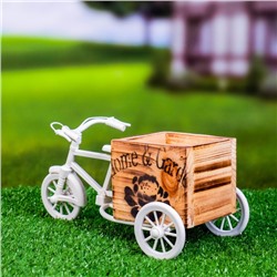 Фигурное кашпо для цветов «Велосипед Home & Garden», 20.5×12×10.5 см, дерево, пластик, белое