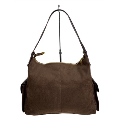 Женская сумка из искусственной замши, цвет шоколад