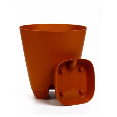 Горшок для цветов «Гранд», 15 л, d=29.5 см, h=31 см, пластиковый, с прикорневым поливом, коричневый