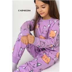 Хлопковая пижама для девочки из футера с начесом Happyfox