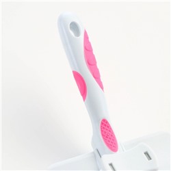 Пуходёрка с самоочисткой без капель увеличенная, 10.5×16.5 см, бело-розовая