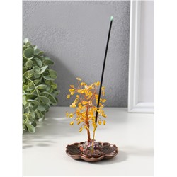 Подставка под благовония «Дерево на цветке», жёлтый, 72 камня, 9×9×13.5 см