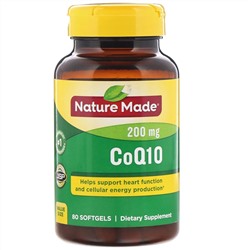 Nature Made, Коэнзим Q10, 200 мг, 80 мягких таблеток