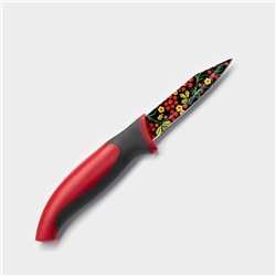 Нож кухонный с антиналипающим покрытием Доляна «Русский узор», лезвие 8 см