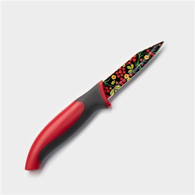Нож кухонный с антиналипающим покрытием Доляна «Русский узор», лезвие 8 см