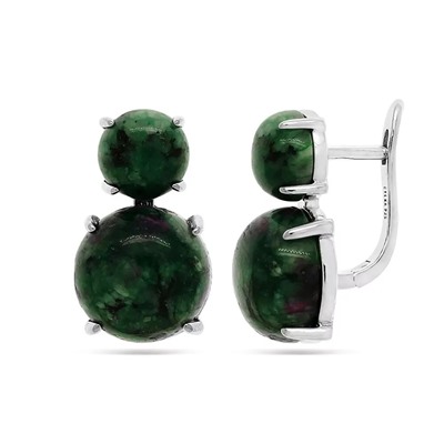 Серьги из серебра цоизит, МЦВА165