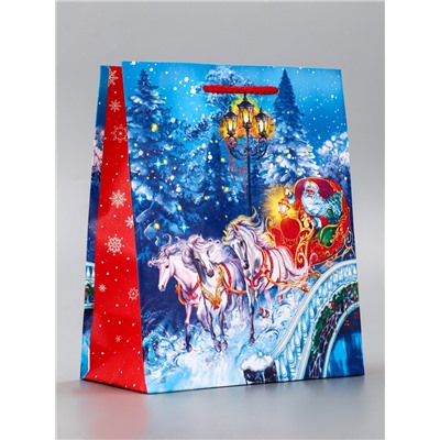Пакет подарочный новогодний ламинированный, «На встречу Новому Году», 18×10×22.3 см