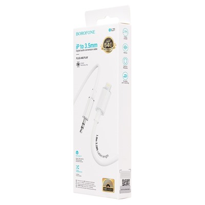 Кабель Lightning - 3.5mm Borofone BL21 Lemon  100см   (white)