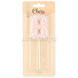 Свеча Цифра, 8 Воздушный жемчуг, на шпажке, Нежно-розовый, Перламутр, 6 см, 1 шт. с держат.