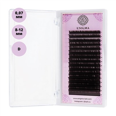 517949 Enigma Ресницы на ленте Микс 16 линий 8-12 мм, D, 0,07 мм, мокка