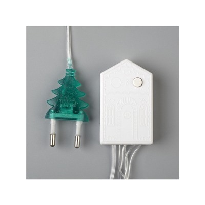 Гирлянда «Нить» 5 м, IP20, прозрачная нить, 50 LED, 8 режимов, 220 В, свечение зелёное