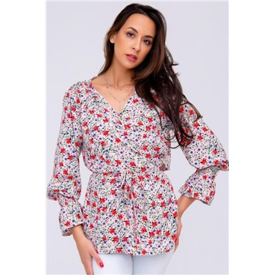 Блузка женская 319BEG (Беж/цветы)