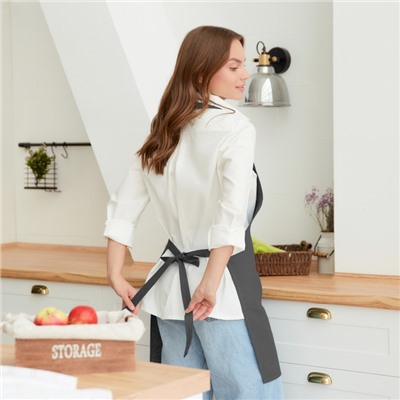 Фартук «Этель» ECO grey, 60×70 см, 100% лён, 245 г/м²