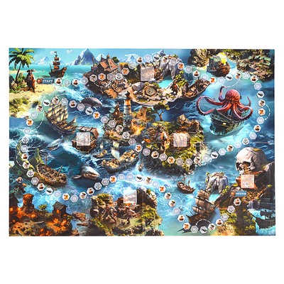 Игра-ходилка в коробке с карточками. Тайна пиратского клада