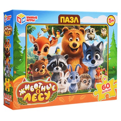 Пазлы 60 "Животные в лесу"