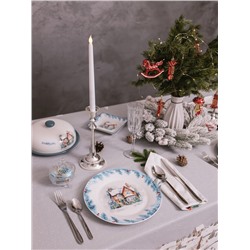 Тарелка новогодняя Доляна «Зимний вечер», d=25.5 см, фарфор, белая