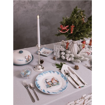 Тарелка новогодняя Доляна «Зимний вечер», d=25.5 см, фарфор, белая