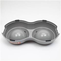 Миска двойная, 240 мл, 25×14×5 см, пластик, серая