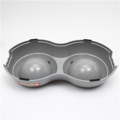 Миска двойная, 240 мл, 25×14×5 см, пластик, серая