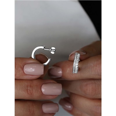 Серьги-пусеты из серебра с фианитами родированные 925 пробы С-7265р200