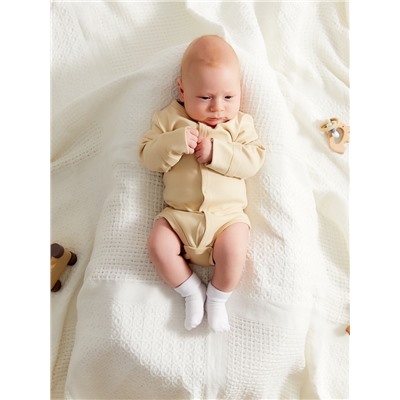 Боди детское с длинным рукавом MINAKU Nature, рост 62-68 см, бежевое