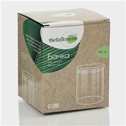 Банка для сыпучих продуктов BellaTenero «Эко», 700 мл, 10×12.5 см, с бамбуковой крышкой, стекло, прозрачная