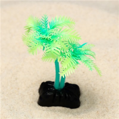 Растение для аквариума и террариума «Пальма», светящееся, 10 см, зелёное
