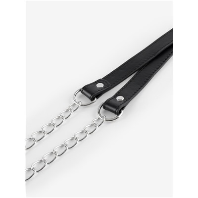 Ручка для сумки, с цепочками и карабинами, 120×1.8 см, чёрная