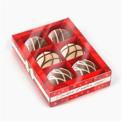 Коробка под 6 конфет с ячейками «Новогодний бант», 10×14.5×3 см