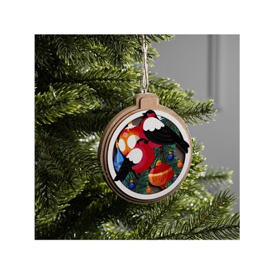 Подвеска световая «Снегири», 10 см, от батареек LR41×3, свечение тёплое белое