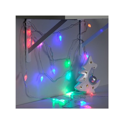 Гирлянда «Нить» 5 м с насадками «Шишки», IP20, прозрачная нить, 20 LED, свечение мульти (RG/RB), мигание, 220 В