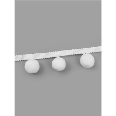 Тесьма декоративная с помпонами, 35±5 мм, 9.1±0.5 м, белая