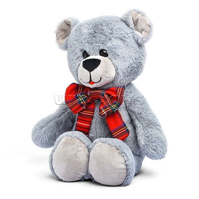 Мишка Ваня В25 серый с бантом