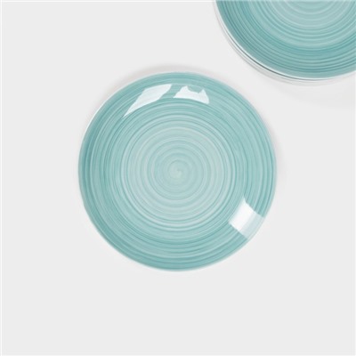 Тарелки Доляна «Палитра», d=19 см, набор6 шт., фарфор, бирюзовые