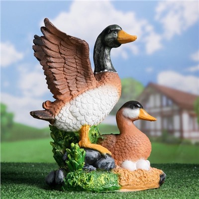 Садовая фигура из полистоуна «Утка с селезнем», 35 см