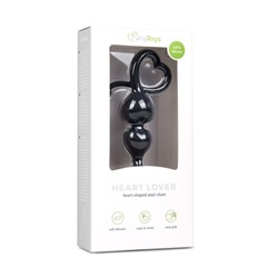 Черные анальные бусы Heart Lover - 18,5 см.