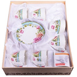 25789 Кофейный сервиз"Розы"12пр,90мл костяной фарфор LR(х16)