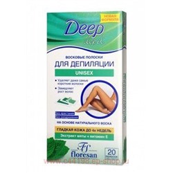 Ф-483а Deep depil Восковые полоски Unisex для депиляции с мятой 20 шт